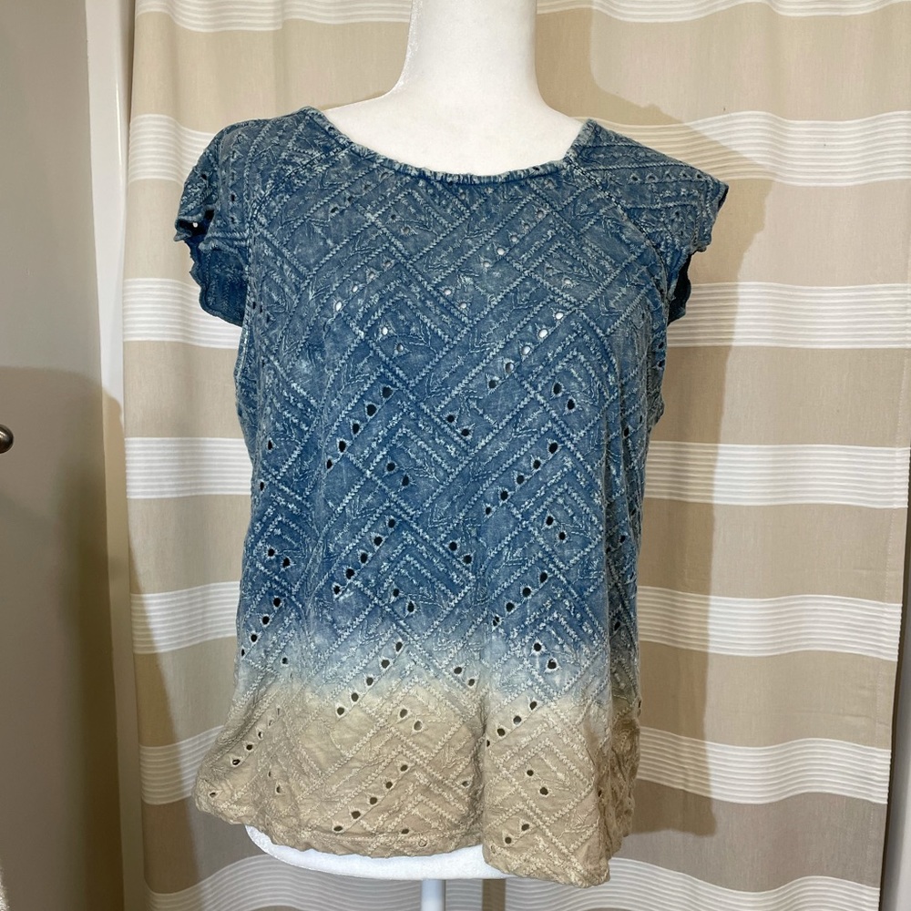 Lucky Brand Short Sleeve Open Back Top